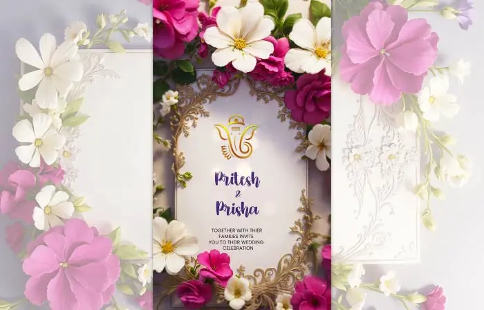 Stylish 3D Floral Hindu Wedding Invitation Instagram Story